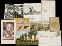 Three postcards inscribed by Zane Grey, plus several photographs