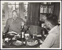 "Henry Miller and friend, home - Big Sur 'Lunch' 1955"