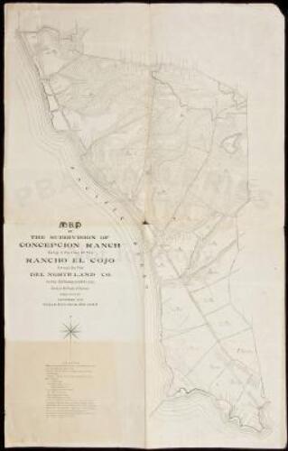 Map of the Subdivision of Concepcion Ranch being a portion of the Rancho El Cojo owned by the Del Norte Land Co. Santa Barbara, Cal. Surveyed by Frank F. Flournoy County Surveyor September, 1913. Scale one inch = 500 feet