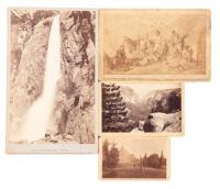 Four card-mounted Yosemite photographs by Carleton Watkins