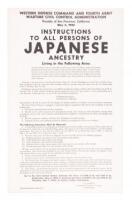 Printed poster instructing persons of Japanese ancestry in San Francisco to report to the Civil Control Station at 1530 Buchanan Street