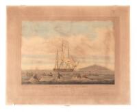 South Sea Whale Fishery: A representation of the Ships Amelia Wilson & Castor off the Island of Bouro - with their Boats & Crew, in the various process of Fishing...