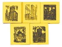 Five miniature volumes of woodcuts by Andrusk&oacute; K&aacute;roly
