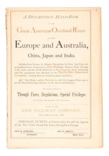 A Descriptive Hand-Book of the Great Overland Route between Europe and Australia, China, Japan and India... (wrapper title)