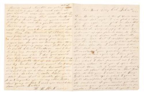 Letter from H.H. McKinstry in Two Rock Valley, Sonoma County, California, to his brother back east, describing life in California, primarily the agricultural bounty