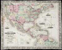 Map of the United States, Canada, Mexico, and the West Indies with Central America, Showing all the routes to California with a table of distances