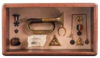 Shadow box of the personal effects of bugler John Martin - the last veteran of the Battle of the Little Bighorn to have seen Custer alive