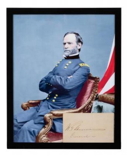 Signature of William T. Sherman framed with modern color photograph