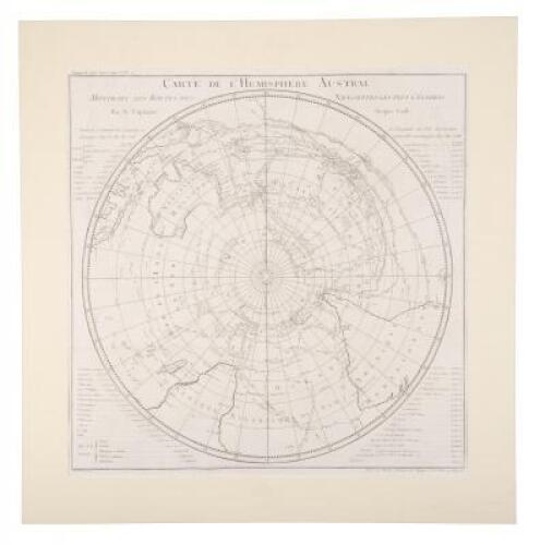 Carte de l'Hemisphere Austral Montrant les Routes des Navigateurs les plus Celebres par le Capitaine Jacques Cook