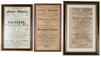 Four 19th century playbills from productions of Nicholas Rowe's "Jane Shore", with four framed illustrations