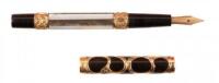 No. 15 Eyedropper Fountain Pen, Alternating Mother-of-Pearl and Abalone Panels, Gold-Filled Filigree, with Original Box