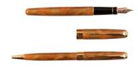 Sonnet Fountain Pen and Ballpoint Pair, Amber Lacquer, Chinese Characters