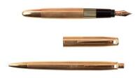 14K Gold-Filled Fountain Pen and Propelling Pencil Pair in Leather Case, New Old Stock