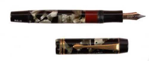 No. 333½ Marbled Black and Grey Celluloid Piston-Filer Fountain Pen