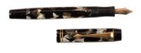 No. 333&frac12; Marbled Black and Grey Celluloid Piston-Filer Fountain Pen, Larger size, Oblique Nib