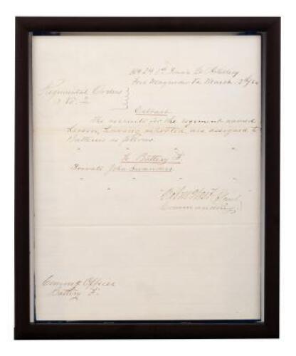 Regimental Orders No. 2 - marching orders for Private John Swanders signed by Robert West