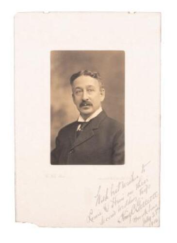 Photograph portrait of razor blade entrepreneur King Gillette, inscribed and signed on the mount