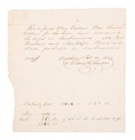 Manuscript receipt signed by Thomas O. Larkin, for $1,209 from the Brig Eveline in repayment