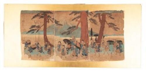 [Daimyo procession] - triptych woodblock print