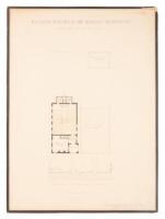 Architectural rendering of the floor and lot plan of a Christian Science church in Atlantic City, New Jersey