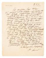 Letter from Sigmund Freud to a colleague about a prospective female patient, stating she is not a good candidate for psychoanalysis