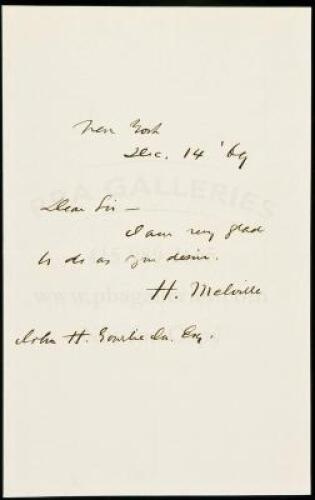 Autograph Letter Signed by Melville, to John H. Gourlie, Esq