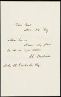 Autograph Letter Signed by Melville, to John H. Gourlie, Esq