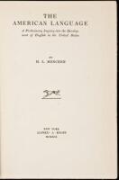 The American Language: A Preliminary Inquiry into the Development of English in the United States