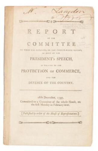 Report of the Committee to whom was referred, on the twenty-ninth ultimo, so much of the President's speech as relates to the protection of commerce, and the defence of the country.