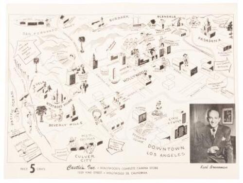 Untitled pictorial map of Los Angeles centered on Hollywood