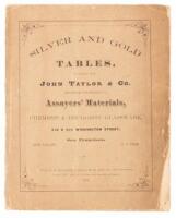 Tables showing the value of silver and gold, per ounce troy, at different degrees of fineness, for John Taylor & Co., importers of assayers' materials, Nos. 512 & 514 Washington Street, San Francisco