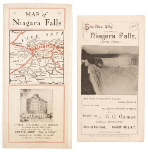 A promotional brochure and a map of Niagara Falls
