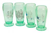 Set of four green 19th hole drinking glasses