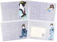 Letter illustrated with original watercolors from a Japanese woman to an American friend