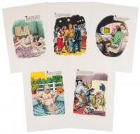 Set of Five Signed Prints for Charles Bukowski's "The Captain is Out to Lunch and the Sailors Have Taken Over the Ship"