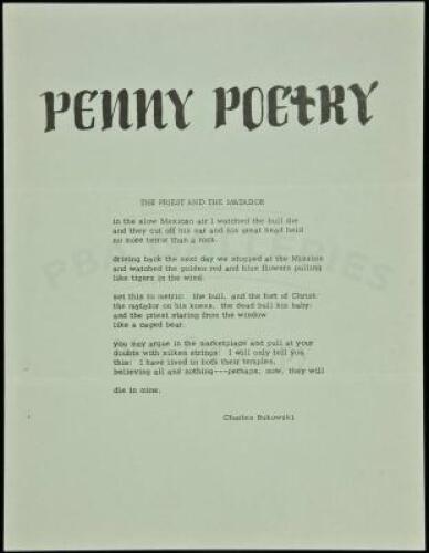 Penny Poetry - The Priest and the Matador