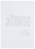 R. Crumb Handwritten Letter, 2008