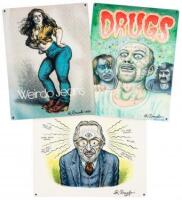Three Metal and Enamel Signs Signed by R. Crumb