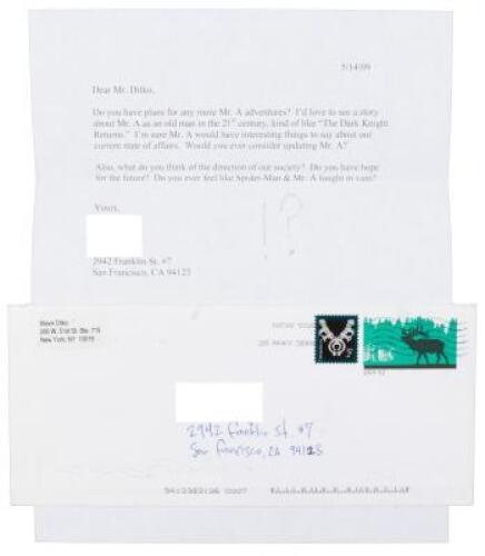 WITHDRAWN - Fan Letter to Steve Ditko, with Ditko's Reply Briefly Marked, 2009