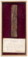 Piece of wood from Sutter's Mill in Coloma, site of the discovery of gold in California by James Marshall, sparking the gold rush