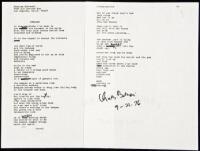 "bedpans” - manuscript poem signed by Charles Bukowski