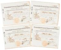 Four Chinese Nationality Certificates issued to Chinese slaves or indentured servantes in Cuba