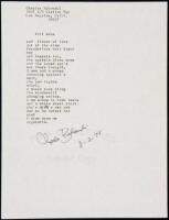 "full moon" - manuscript poem signed by Charles Bukowski