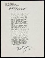 "funny man” - manuscript poem signed by Charles Bukowski