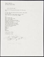 “hello how are you?” - manuscript poem signed by Charles Bukowski