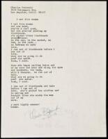 "I met this woman" - manuscript poem signed by Charles Bukowski