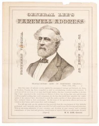 Broadside printing of General Lee's Farewell Address