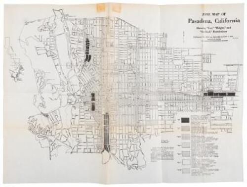 Zone Map of Pasadena, California: Showing "Use," "Height," and Set-Back" Restrictions. Ordinance No. 2613, as amended to April 1, 1940