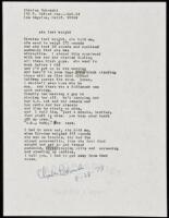 "she lost weight&rdquo; - manuscript poem signed by Charles Bukowski