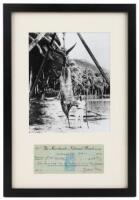 Zane Grey Framed Photograph with Signed Check